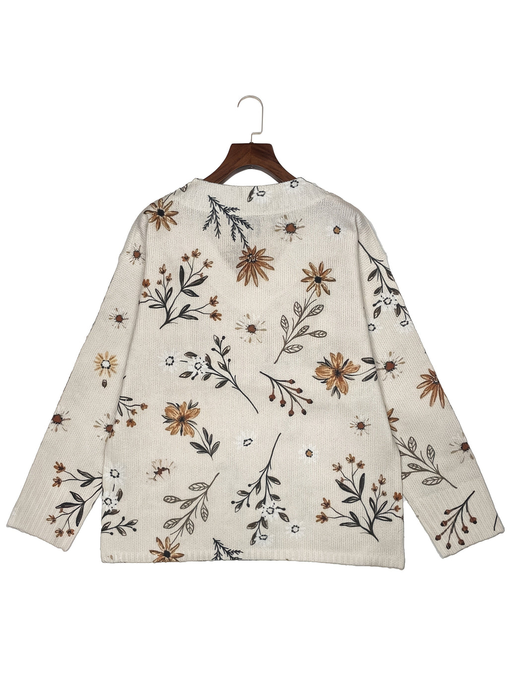 Women's V-Neck Floral Pullover with Relaxed Fit - 5 - London-stylehouse.com