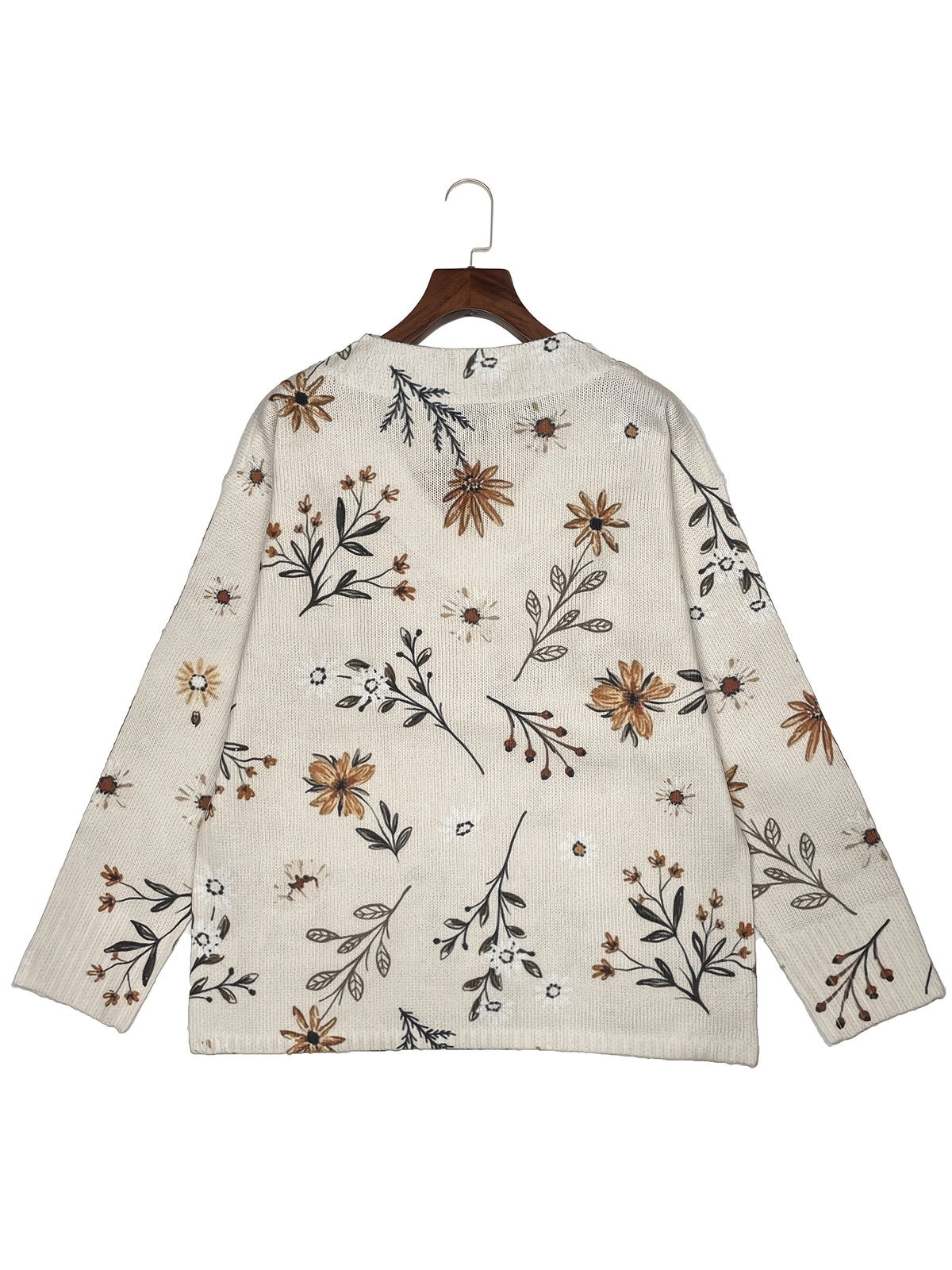Women's V-Neck Floral Pullover with Relaxed Fit - 5 - London-stylehouse.com