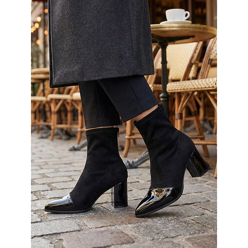 Ankle Boots for Women with Block Heel and Glossy Toe - 1 - London-stylehouse.com