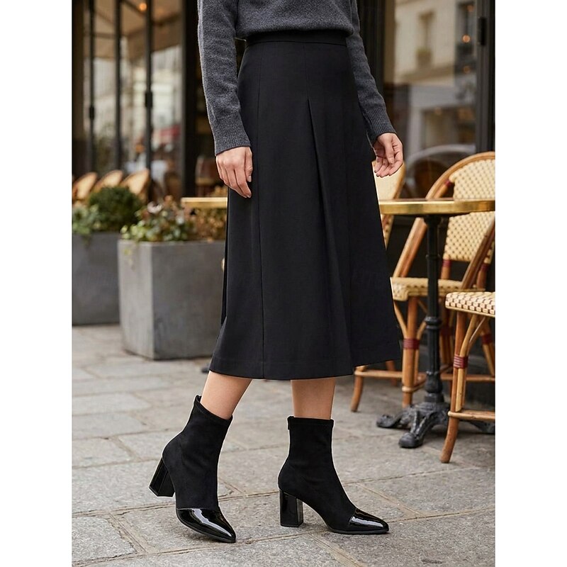 Ankle Boots for Women with Block Heel and Glossy Toe - 2 - London-stylehouse.com