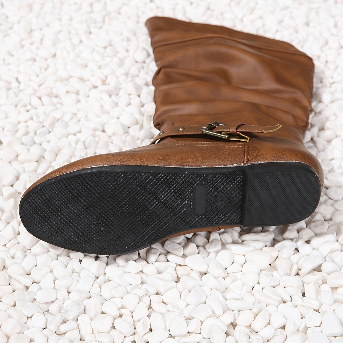 Knee-High Women's Boots with Buckle Detail and Slouchy Design - 6 - London-stylehouse.com