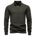 Men's Pullover with High Neck and Zip Closure in Olive Green - 1 - London-stylehouse.com