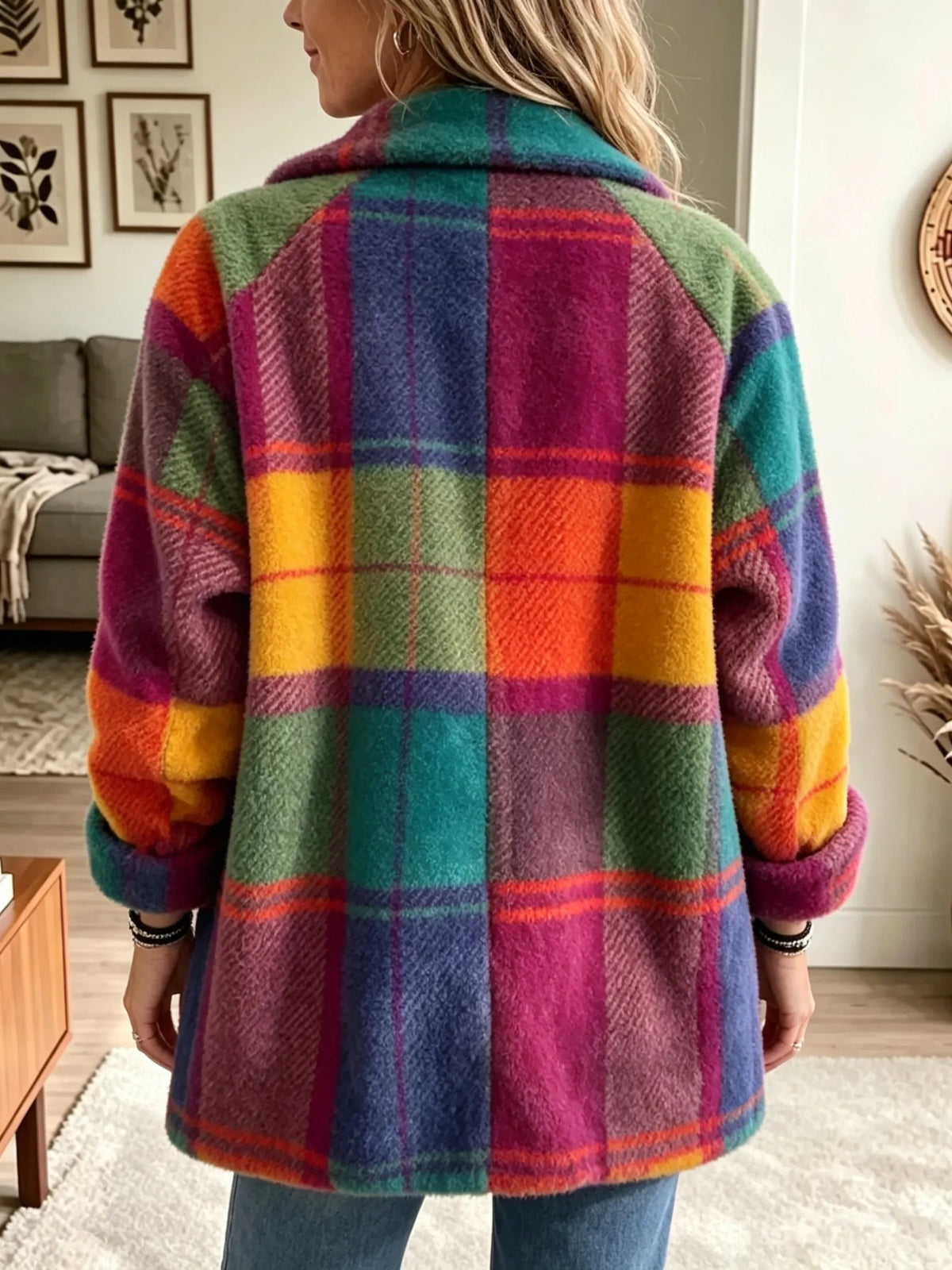 Check Jacket for Women with Relaxed Fit and Colourful Pattern - 5 - London-stylehouse.com