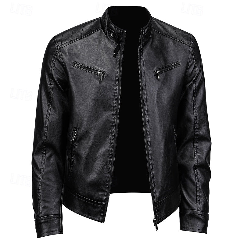 Biker Jacket Women's Fitted Design with Stand-Up Collar - 2 - London-stylehouse.com