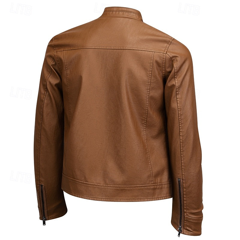 Biker Jacket Women's Fitted Design with Stand-Up Collar - 3 - London-stylehouse.com