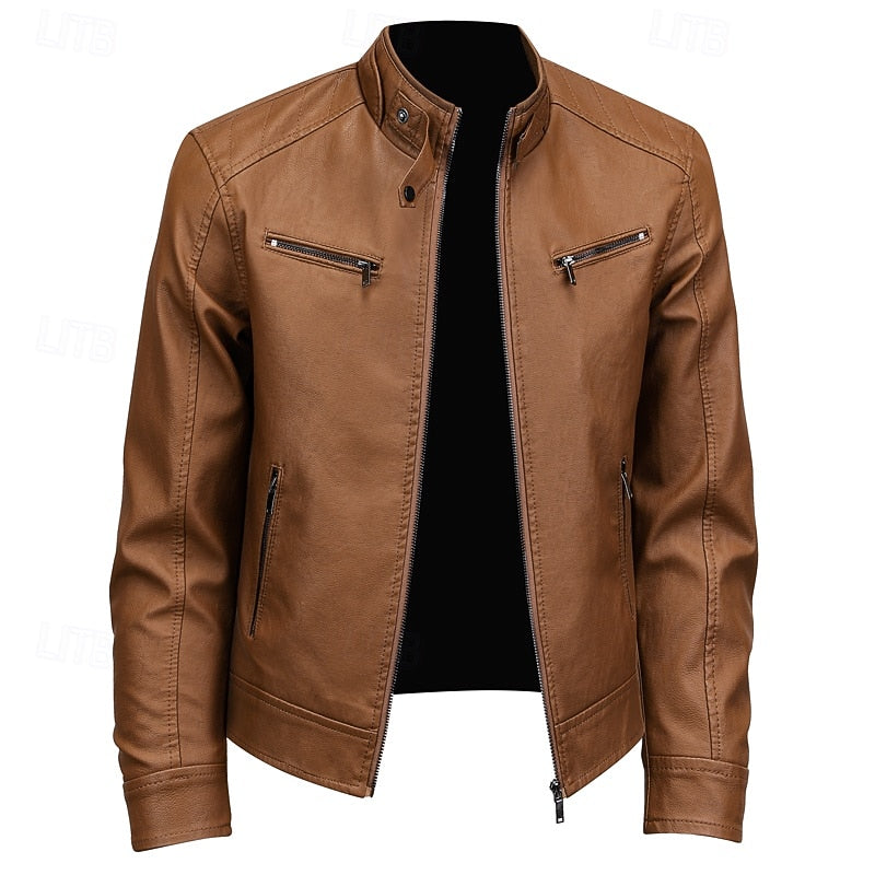 Biker Jacket Women's Fitted Design with Stand-Up Collar - 4 - London-stylehouse.com