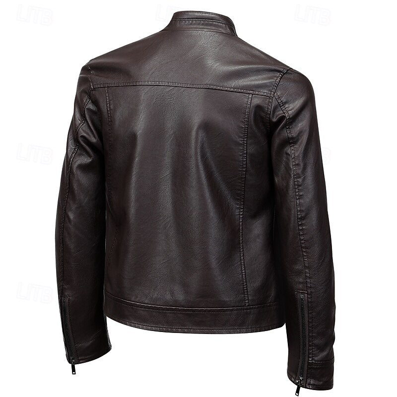 Biker Jacket Women's Fitted Design with Stand-Up Collar - 5 - London-stylehouse.com