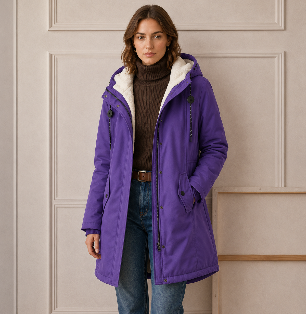 Ladies' Casual Coat with Hood and Functional Pockets - 8 - London-stylehouse.com