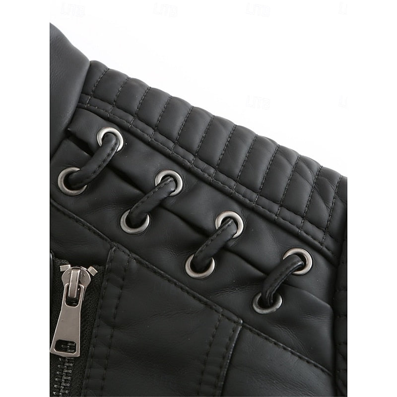 Women's Tailored Biker Jacket with Stylish Stitching - 9 - London-stylehouse.com