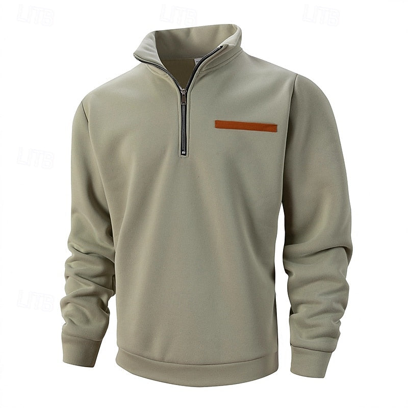 Pullover for Men with Zip Neck and Pocket Detail - 3 - London-stylehouse.com