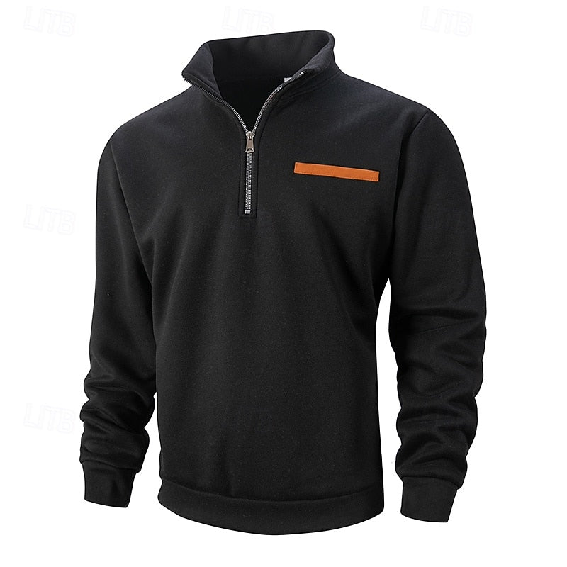 Pullover for Men with Zip Neck and Pocket Detail - 4 - London-stylehouse.com