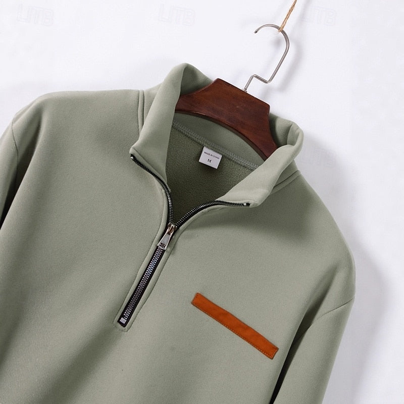 Pullover for Men with Zip Neck and Pocket Detail - 5 - London-stylehouse.com