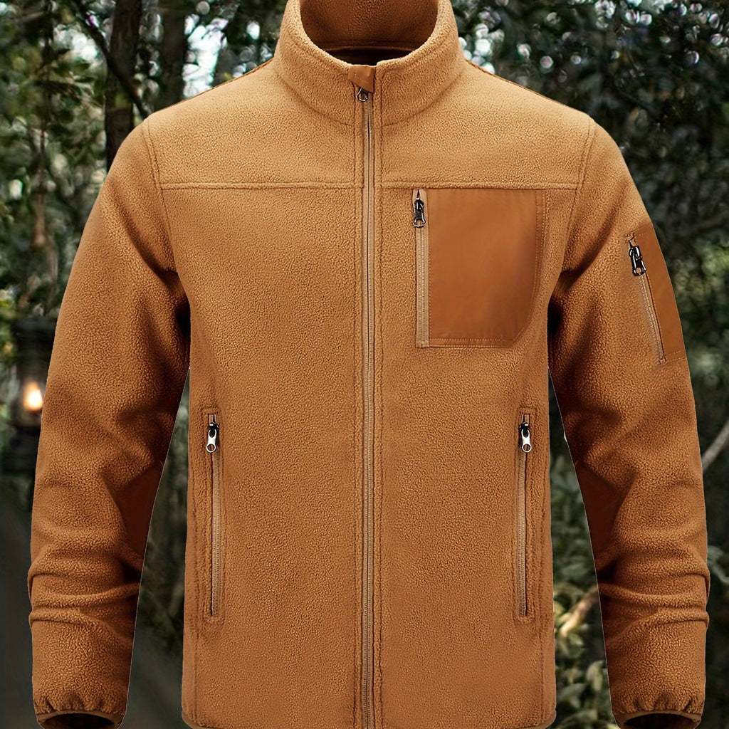 Men's Fleece Jacket with Stand-Up Collar and Practical Pockets - 1 - London-stylehouse.com