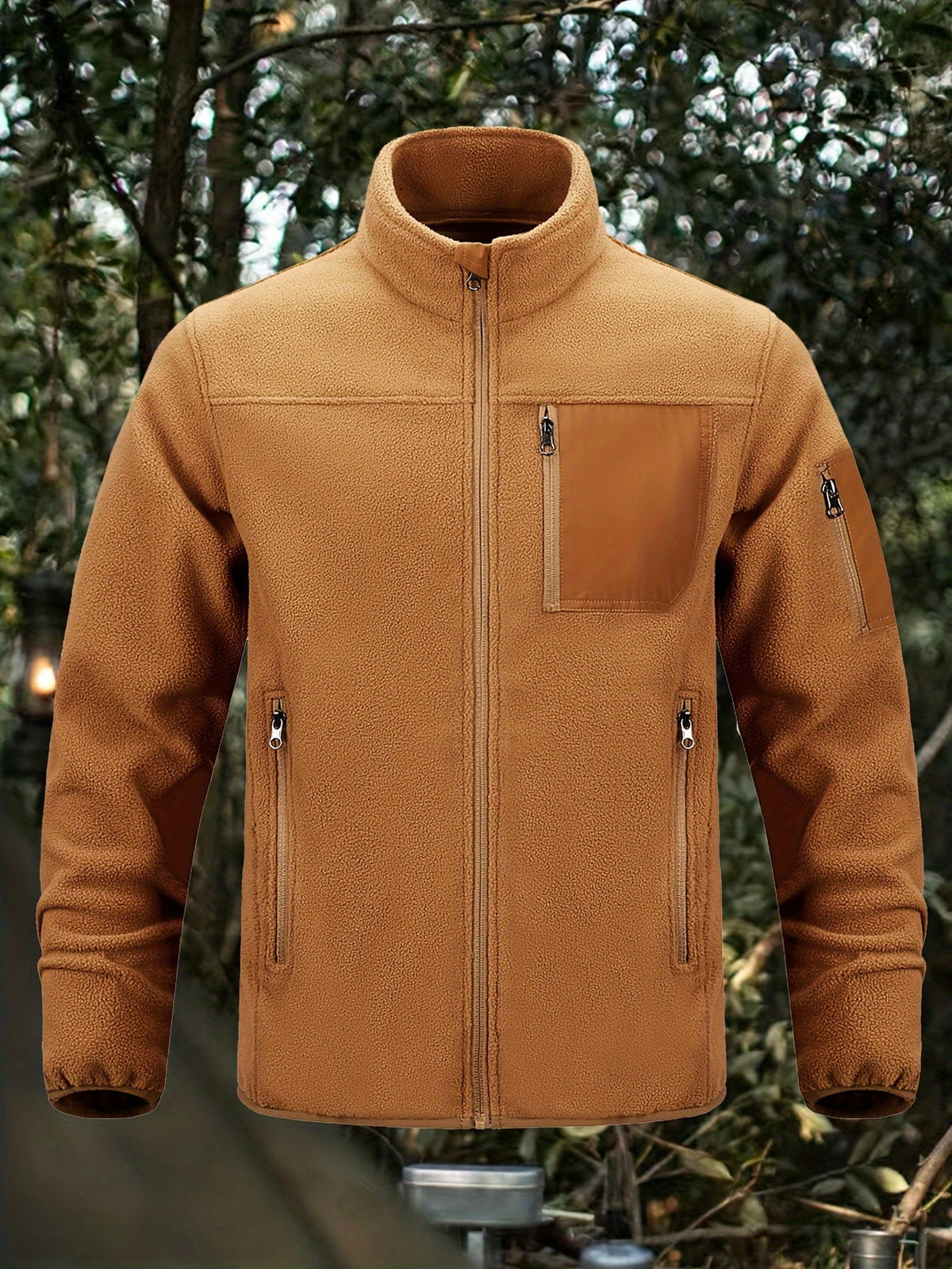 Men's Fleece Jacket with Stand-Up Collar and Practical Pockets - 2 - London-stylehouse.com