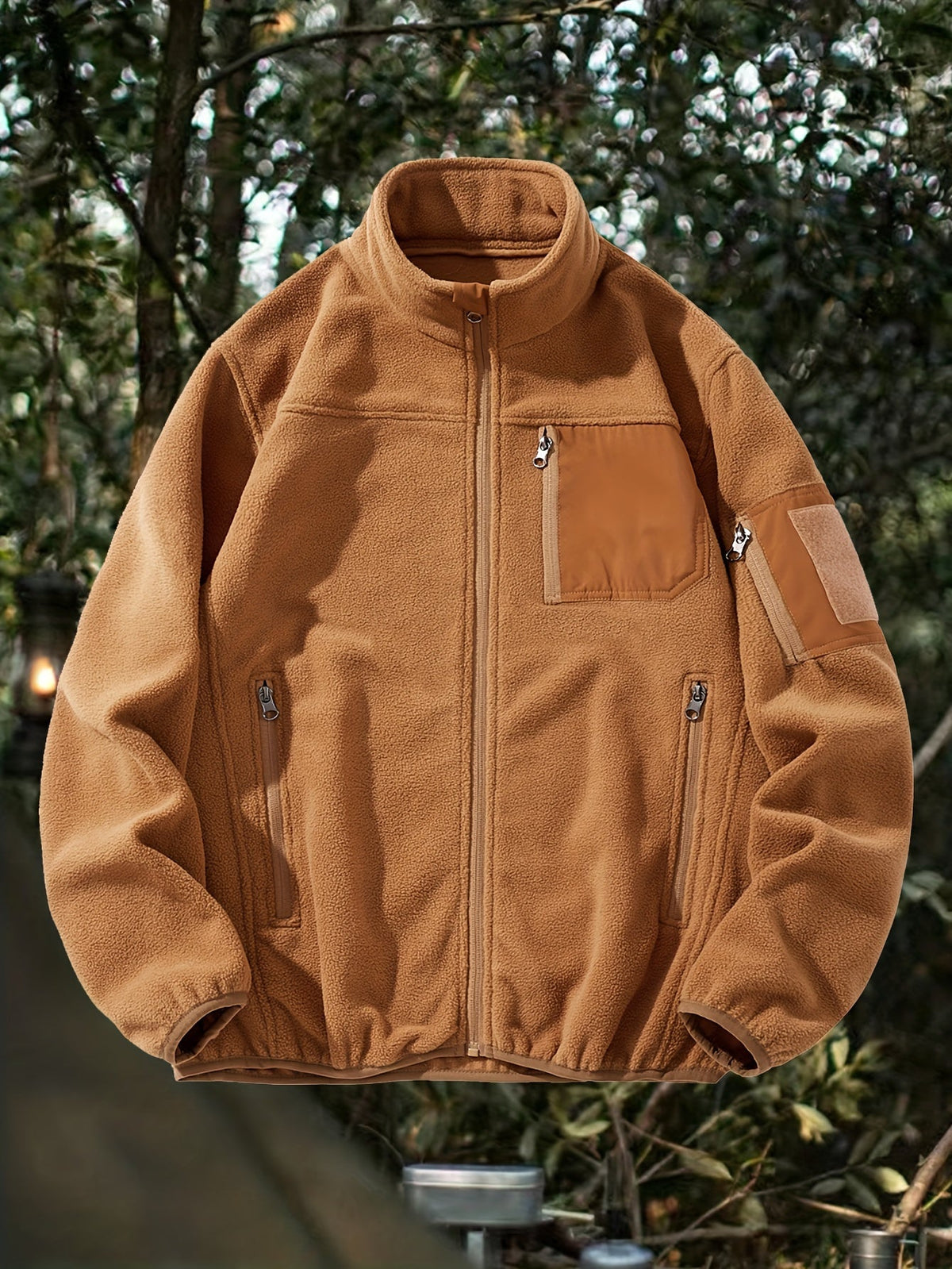 Men's Fleece Jacket with Stand-Up Collar and Practical Pockets - 4 - London-stylehouse.com