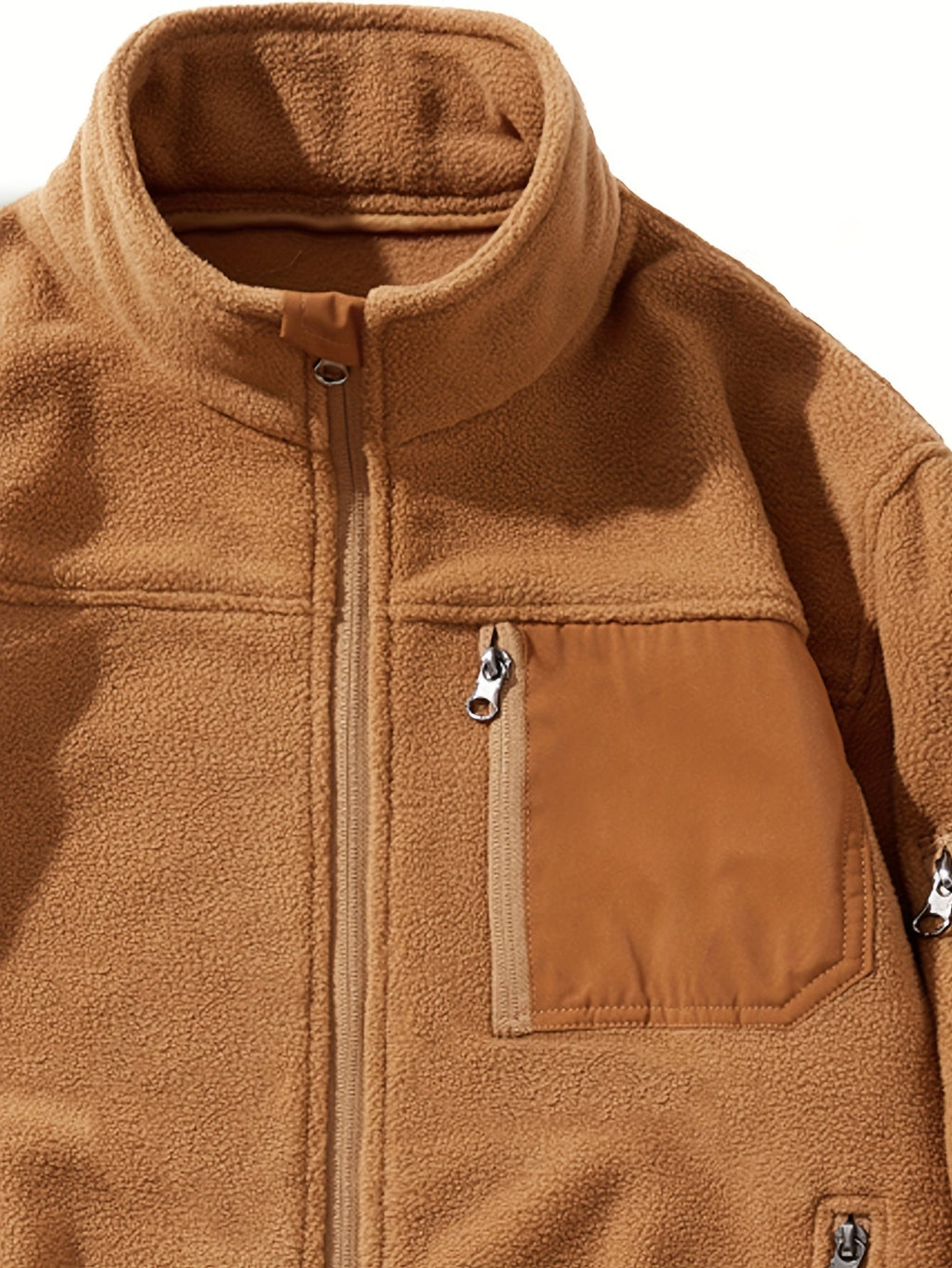 Men's Fleece Jacket with Stand-Up Collar and Practical Pockets - 7 - London-stylehouse.com