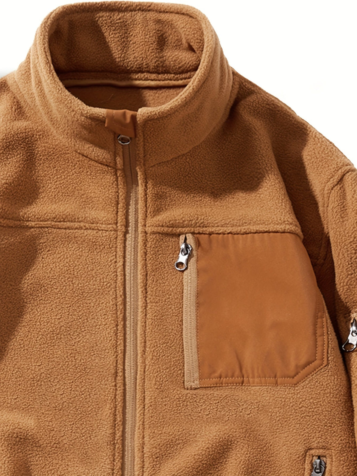 Men's Fleece Jacket with Stand-Up Collar and Practical Pockets - 7 - London-stylehouse.com