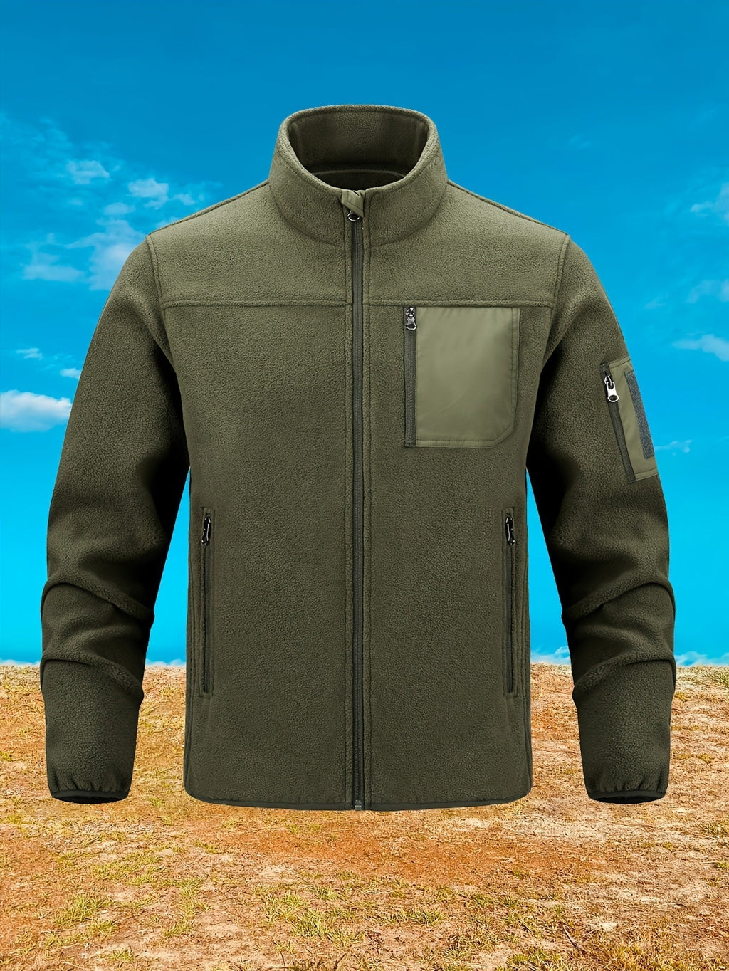 Men's Fleece Jacket with Stand-Up Collar and Practical Pockets - 11 - London-stylehouse.com