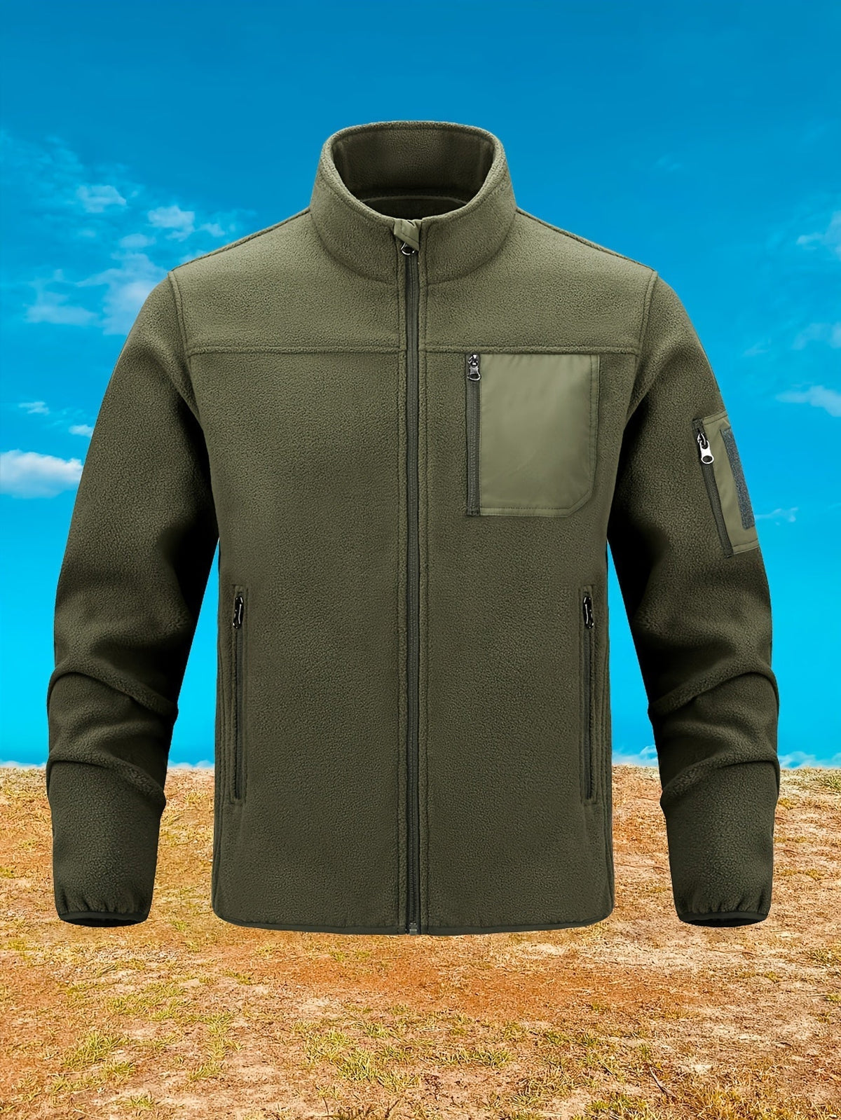 Men's Fleece Jacket with Stand-Up Collar and Practical Pockets - 11 - London-stylehouse.com