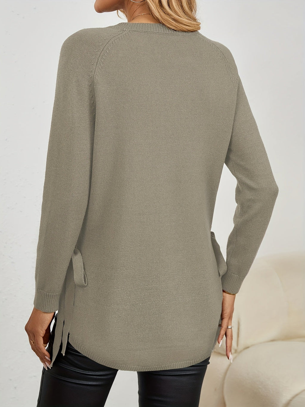 Long Sleeve Women's Pullover with Side Openings - 9 - London-stylehouse.com