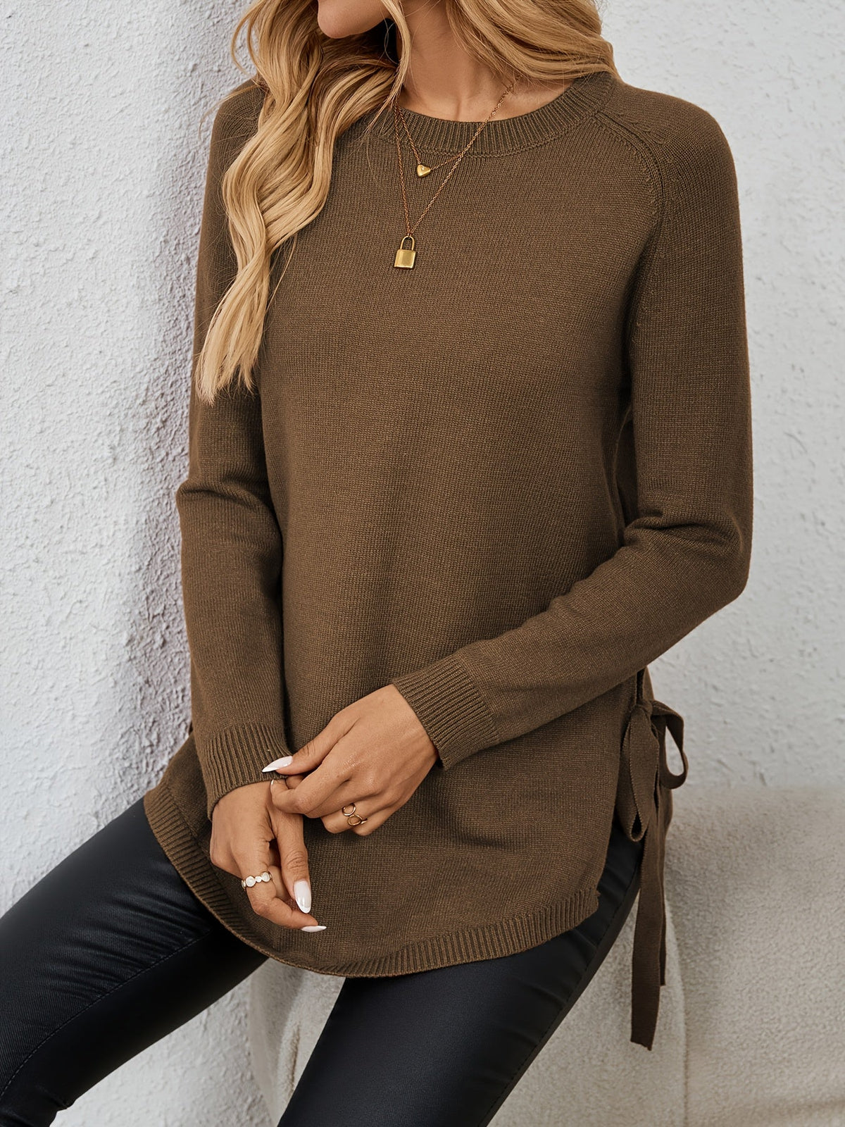 Long Sleeve Women's Pullover with Side Openings - 12 - London-stylehouse.com
