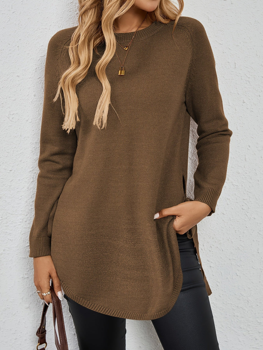 Long Sleeve Women's Pullover with Side Openings - 13 - London-stylehouse.com