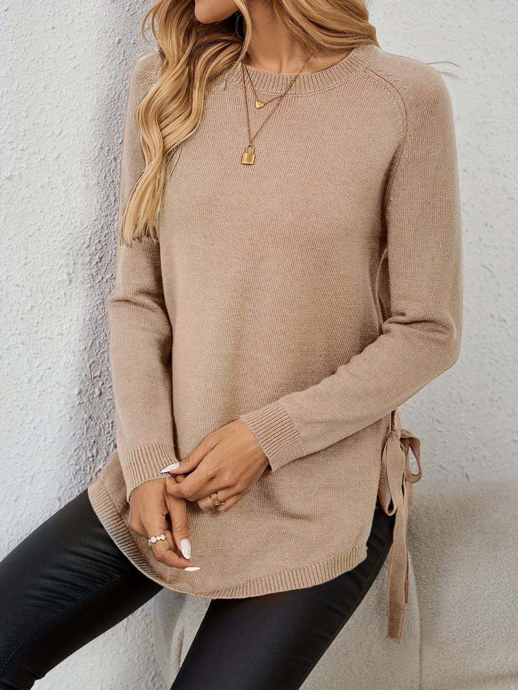 Long Sleeve Women's Pullover with Side Openings - 18 - London-stylehouse.com