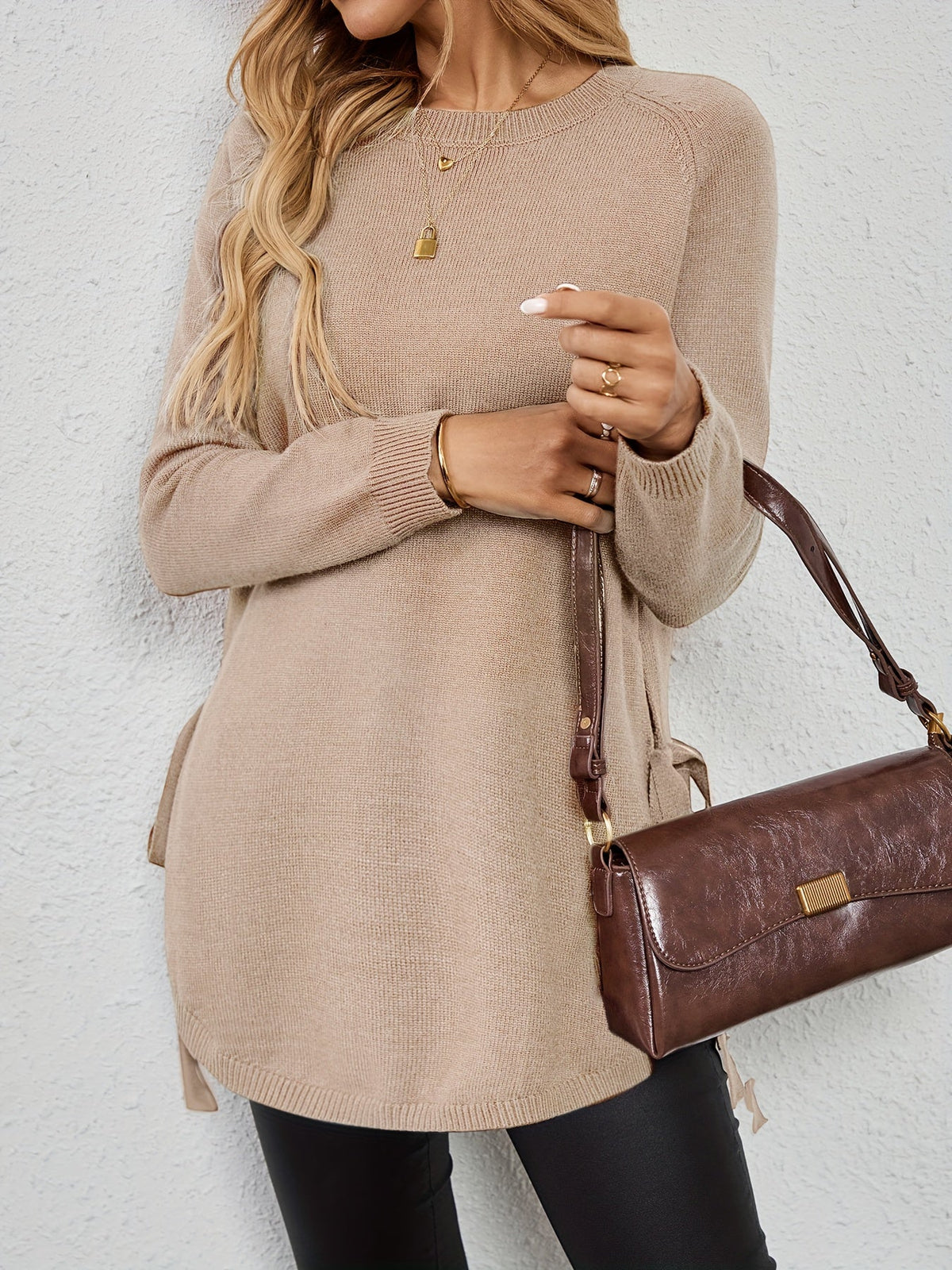 Long Sleeve Women's Pullover with Side Openings - 20 - London-stylehouse.com