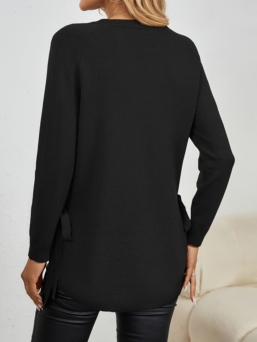 Long Sleeve Women's Pullover with Side Openings - 25 - London-stylehouse.com