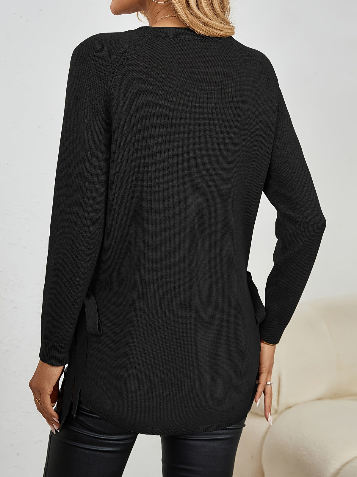 Long Sleeve Women's Pullover with Side Openings - 25 - London-stylehouse.com