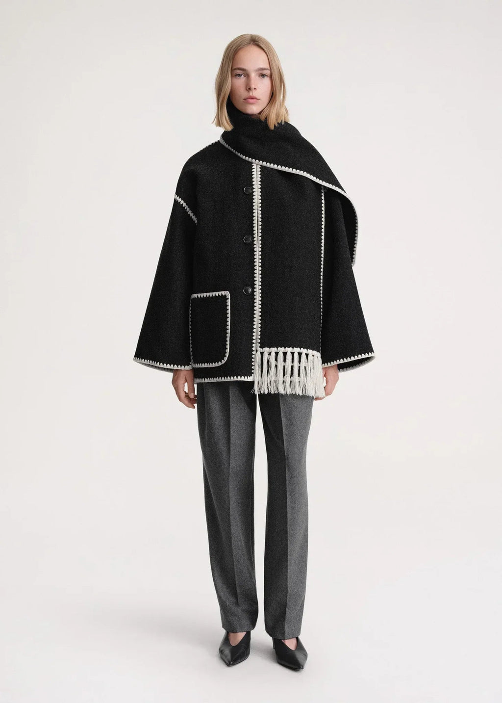 Women's Jacket with Cape Sleeves and Fringe Detail - 1 - London-stylehouse.com