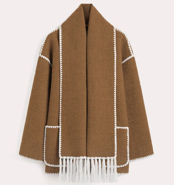Women's Jacket with Cape Sleeves and Fringe Detail - 3 - London-stylehouse.com