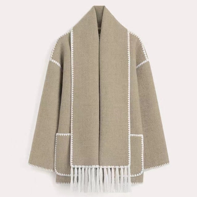 Women's Jacket with Cape Sleeves and Fringe Detail - 5 - London-stylehouse.com