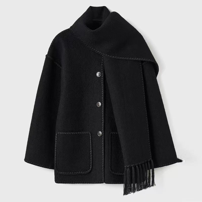 Women's Jacket with Cape Sleeves and Fringe Detail - 8 - London-stylehouse.com