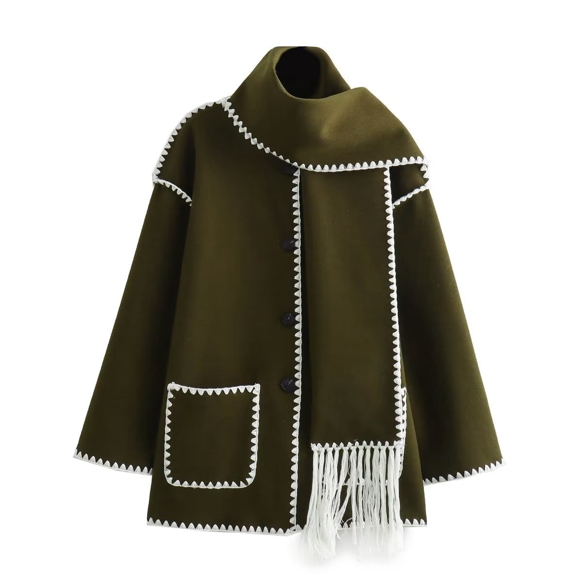 Women's Jacket with Cape Sleeves and Fringe Detail - 9 - London-stylehouse.com