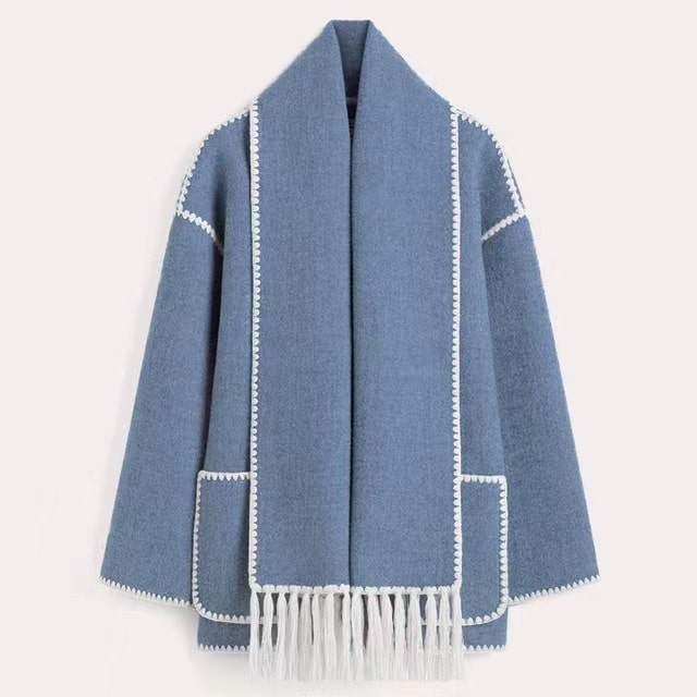 Women's Jacket with Cape Sleeves and Fringe Detail - 10 - London-stylehouse.com