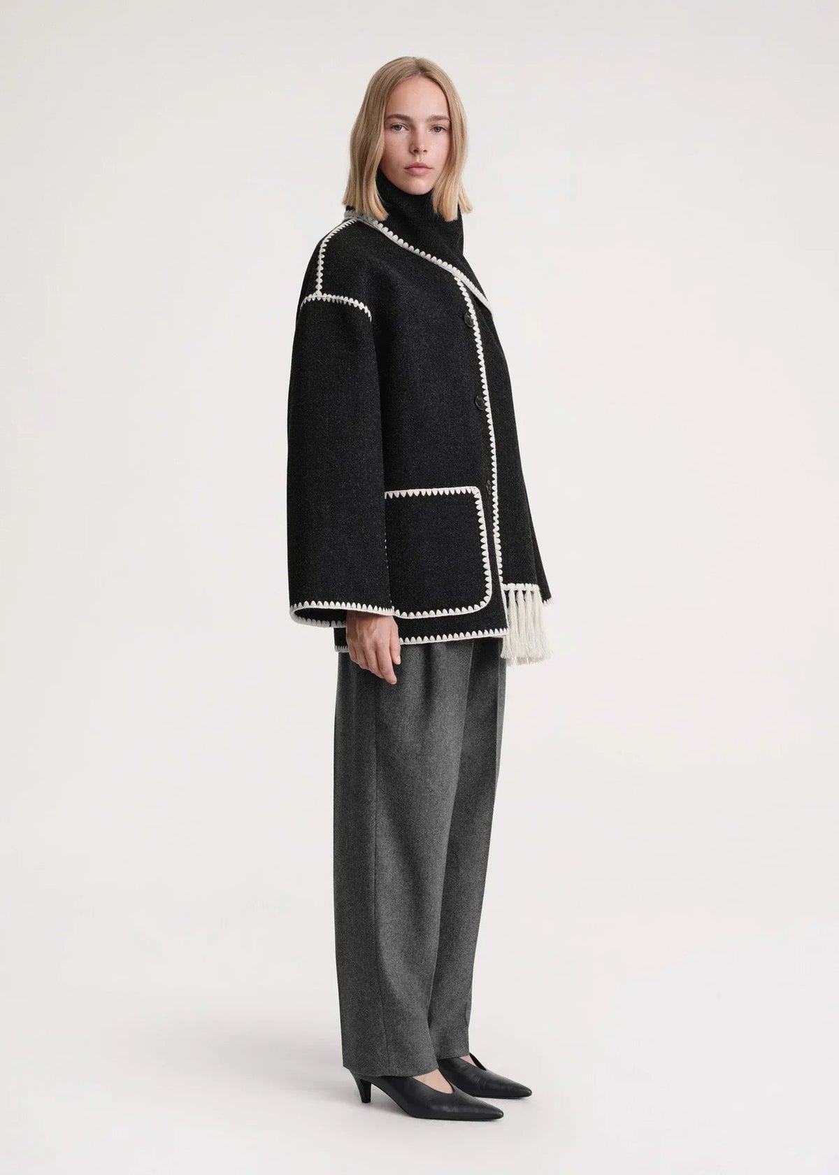 Women's Jacket with Cape Sleeves and Fringe Detail - 14 - London-stylehouse.com
