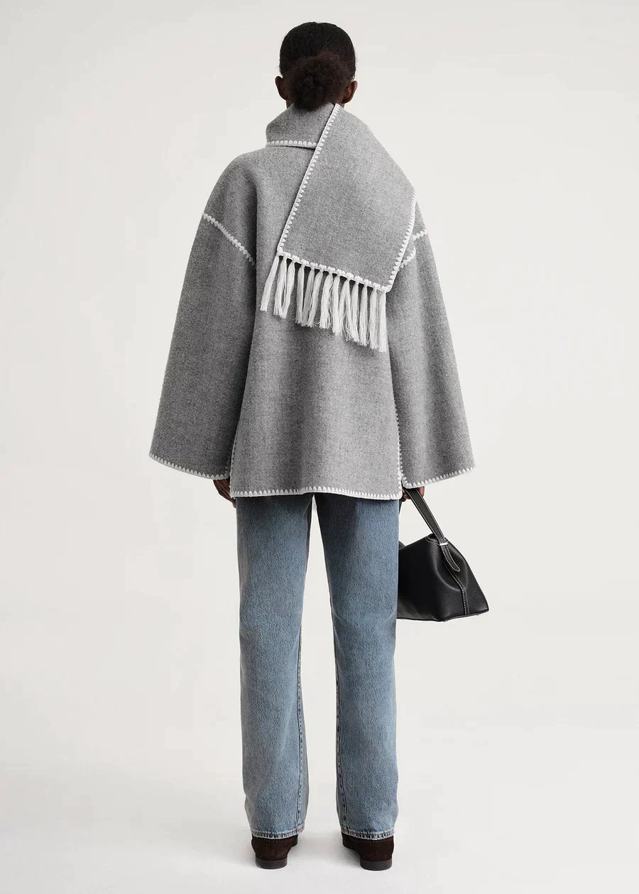 Women's Jacket with Cape Sleeves and Fringe Detail - 18 - London-stylehouse.com