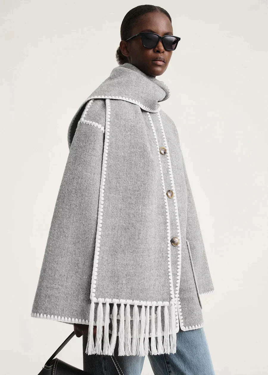 Women's Jacket with Cape Sleeves and Fringe Detail - 19 - London-stylehouse.com