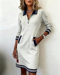 Casual Dress Women with Zip Front and Pockets - 1 - London-stylehouse.com
