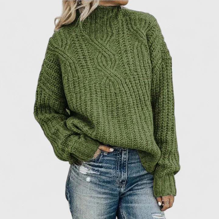 Knitted Women's Jumper with High Neck and Relaxed Fit - 1 - London-stylehouse.com