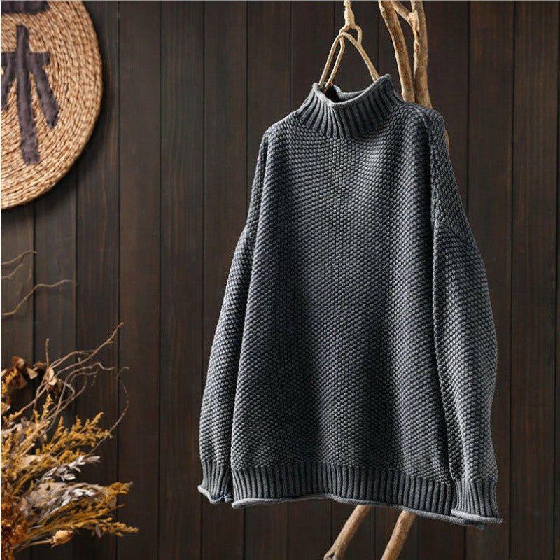 Pullover Women's Loose Fit with Stand-Up Neck and Long Sleeves - 7 - London-stylehouse.com
