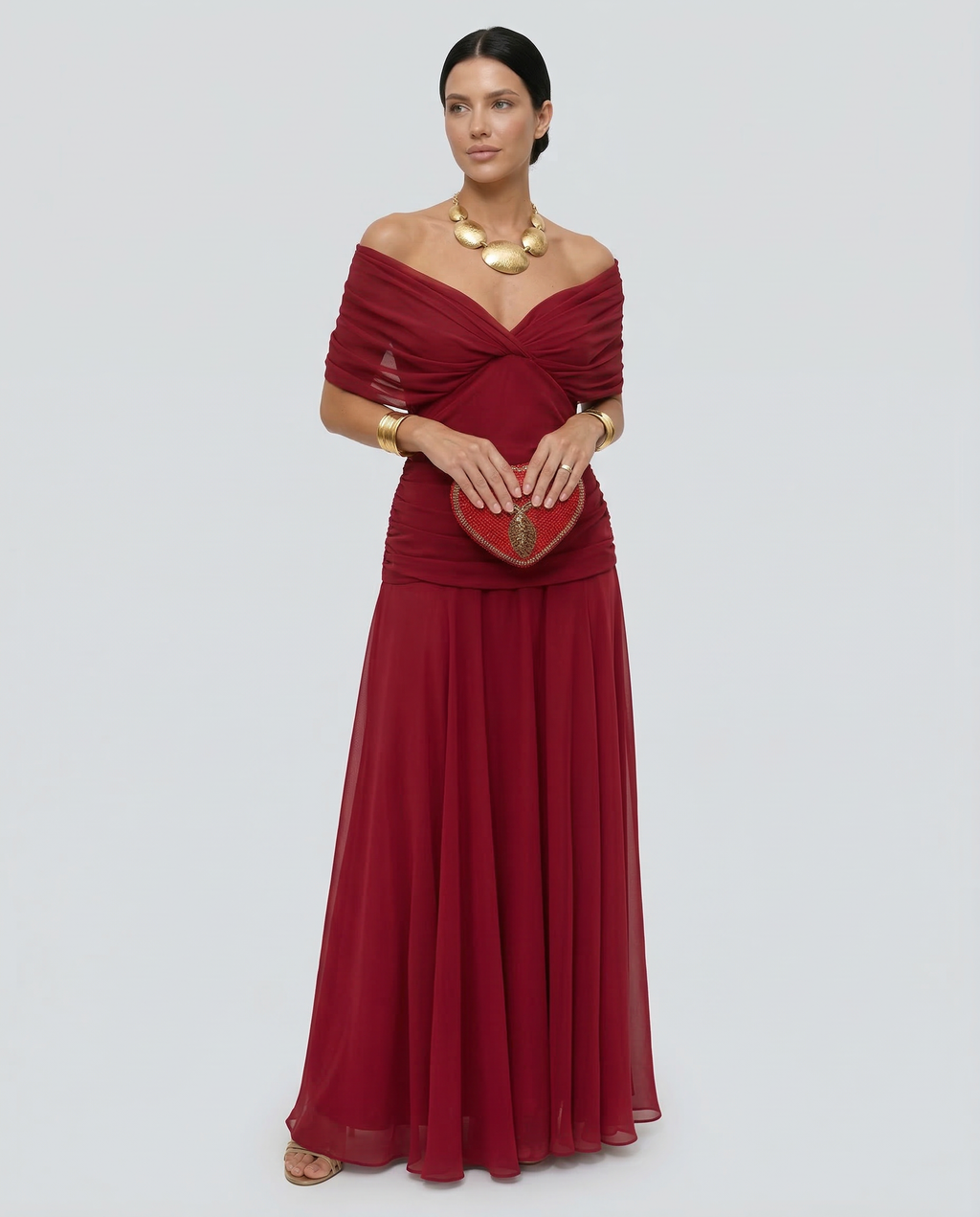 Evening Dress Women's Off-Shoulder Maxi with Ruched Bodice - 6 - London-stylehouse.com