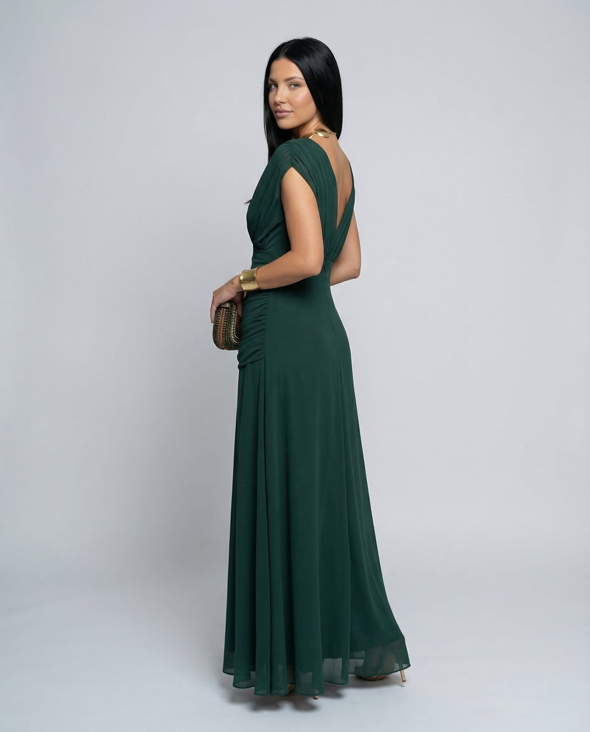 Evening Dress Women's Off-Shoulder Maxi with Ruched Bodice - 18 - London-stylehouse.com