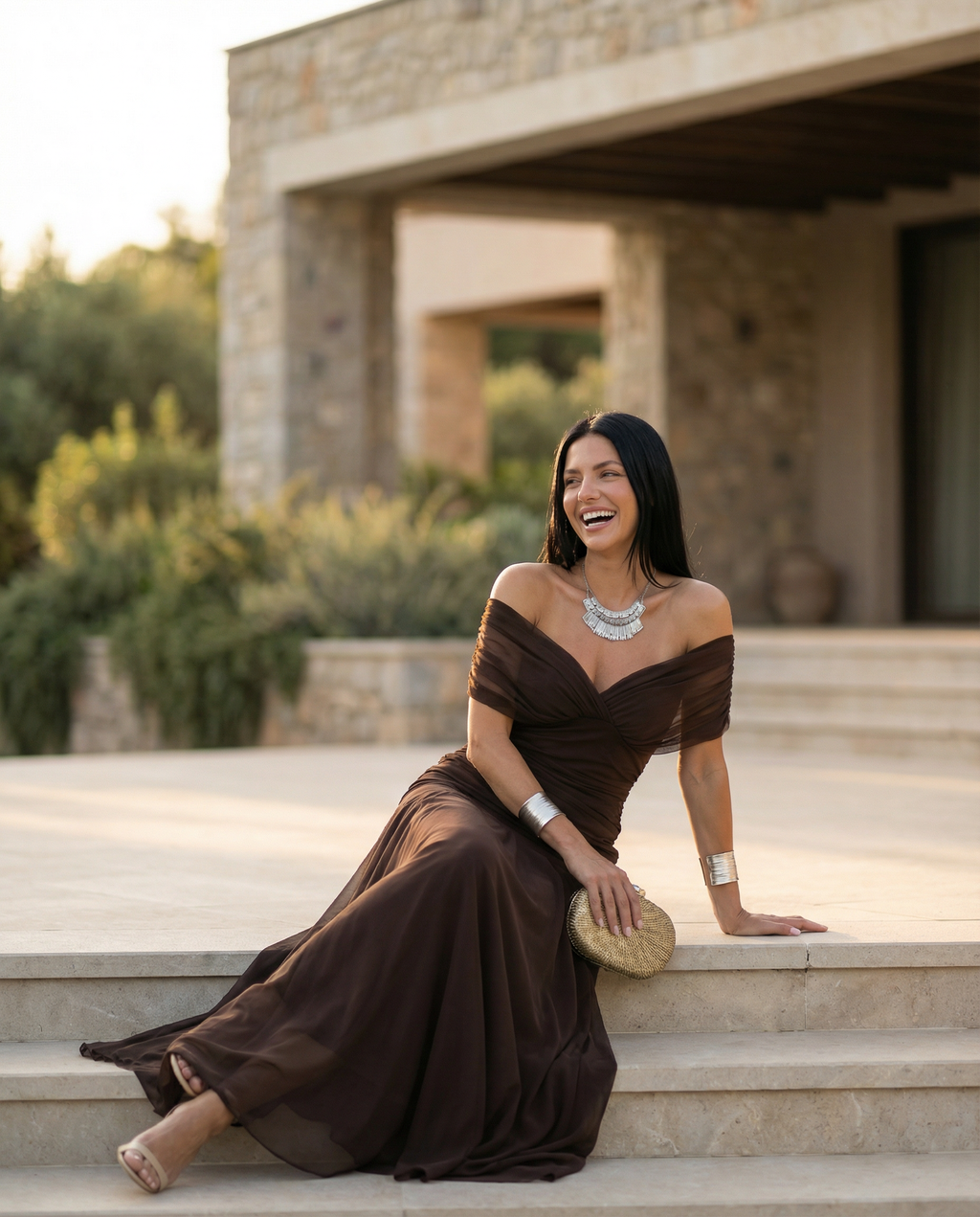Evening Dress Women's Off-Shoulder Maxi with Ruched Bodice - 22 - London-stylehouse.com