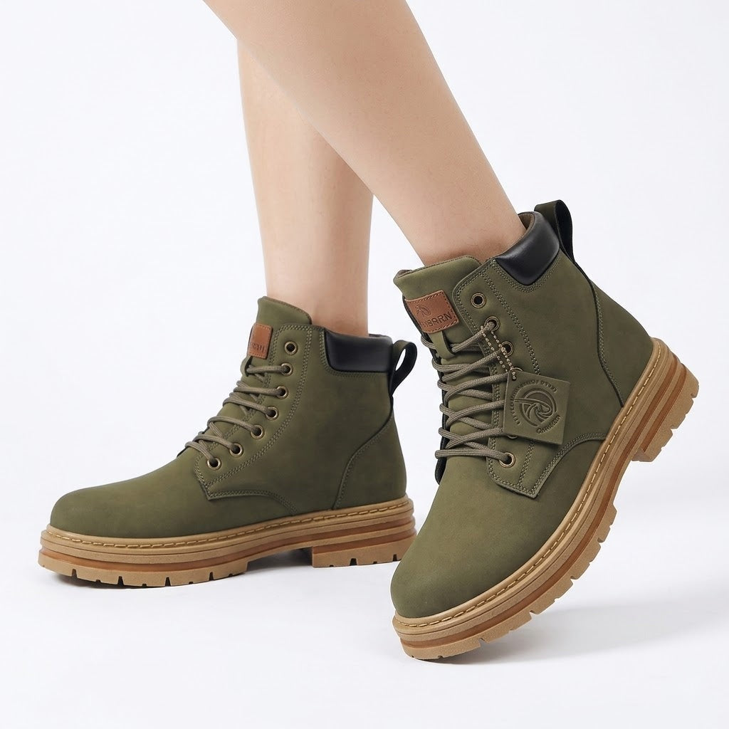 Women's Ankle Boots with Lace-Up Design and Chunky Sole - 1 - London-stylehouse.com