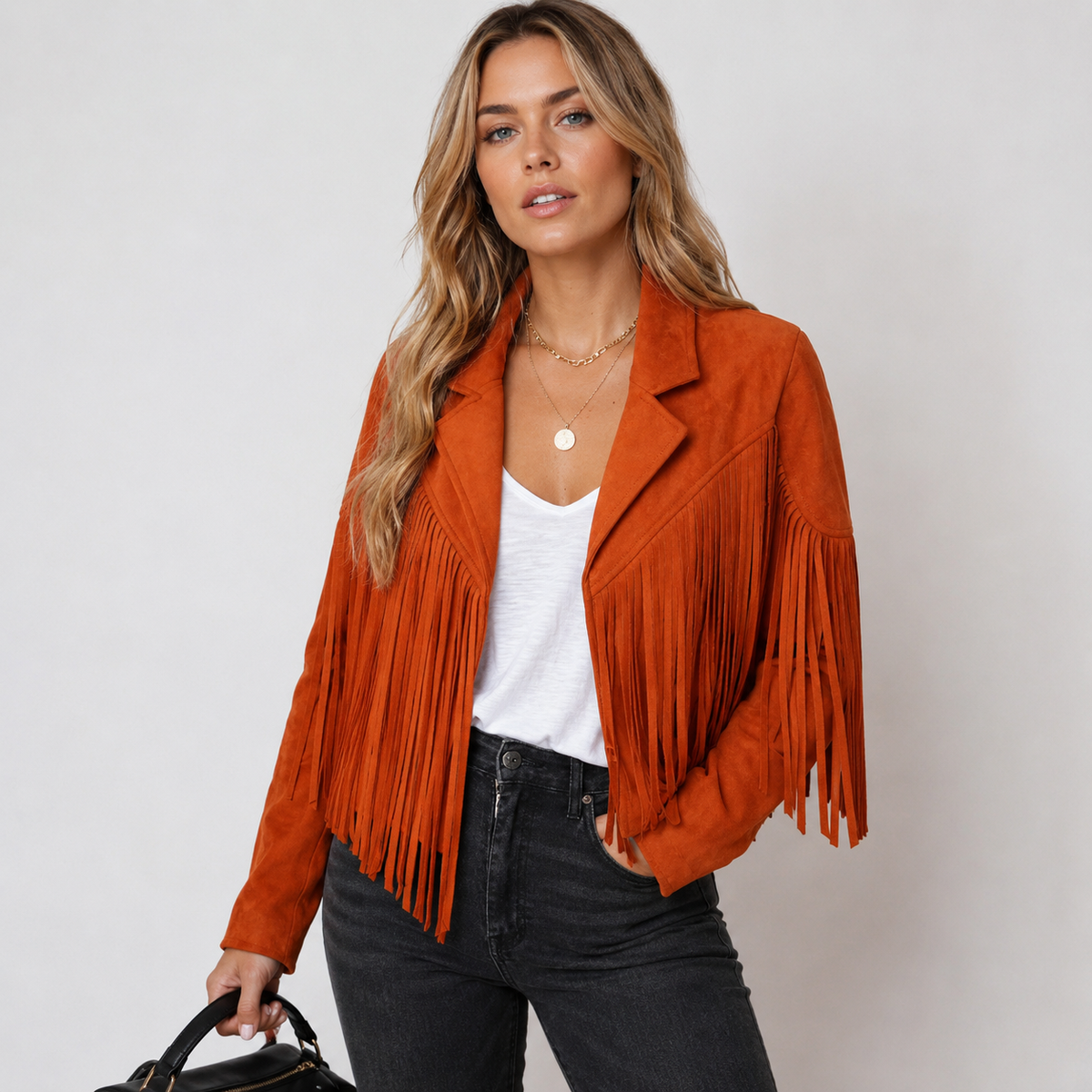 Fringe Jacket Women's Tailored Cut with Notched Collar - 1 - London-stylehouse.com