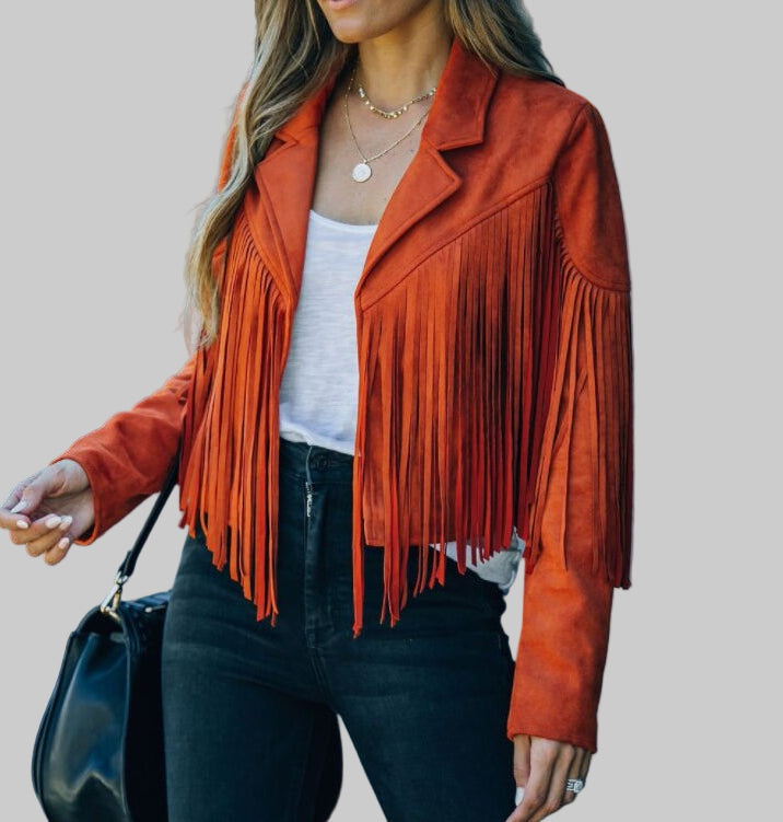 Fringe Jacket Women's Tailored Cut with Notched Collar - 2 - London-stylehouse.com