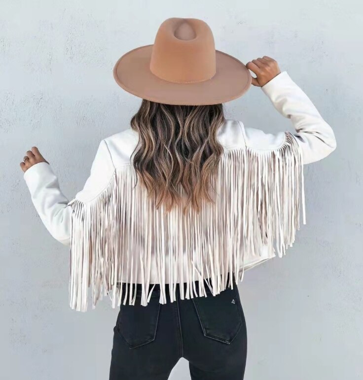 Fringe Jacket Women's Tailored Cut with Notched Collar - 4 - London-stylehouse.com