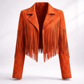 Fringe Jacket Women's Tailored Cut with Notched Collar - 9 - London-stylehouse.com